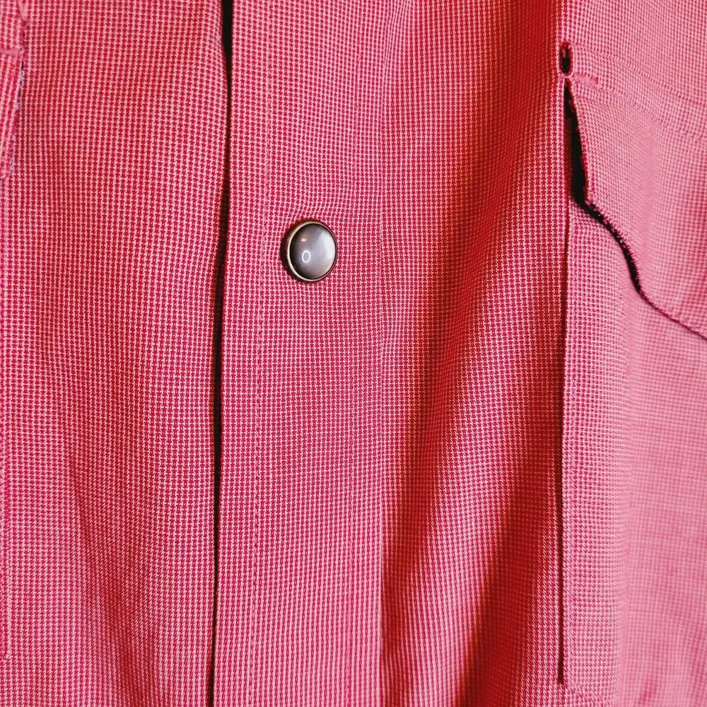 Banana Republic mens red micro check western pearl snap button up shirt Size L